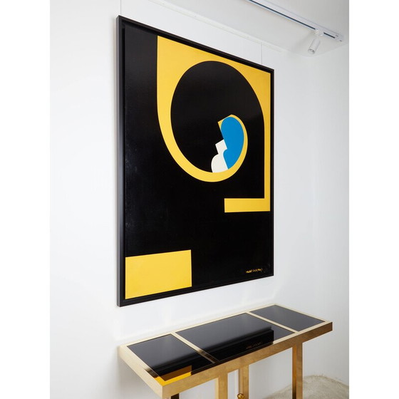 Image 1 of Vintage schilderij op houten paneel door Yves Plantevin, 1974