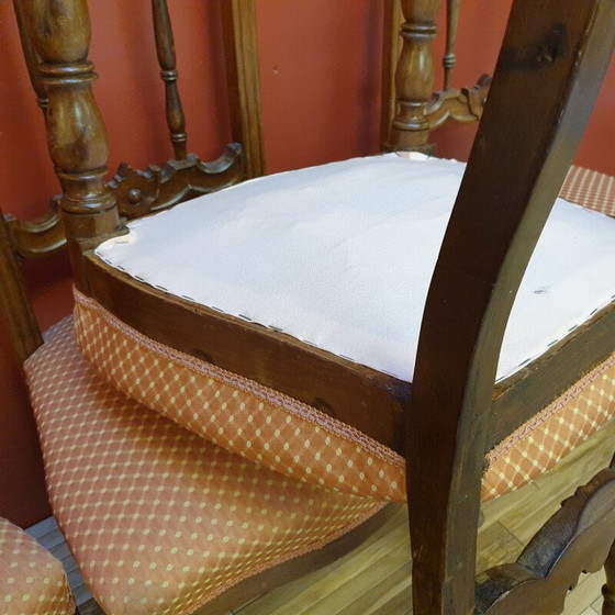Image 1 of Set van 6 Victoriaanse stoelen van walnotenhout