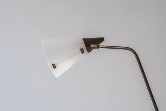 Image 1 of Zeldzame 339-2 PX vloerlamp met twee armen van Angelo en Giuseppe Ostuni & Renato Forti voor Oluce, Italië 1952.