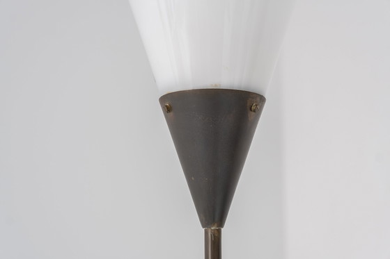 Image 1 of Zeldzame 339-2 PX vloerlamp met twee armen van Angelo en Giuseppe Ostuni & Renato Forti voor Oluce, Italië 1952.