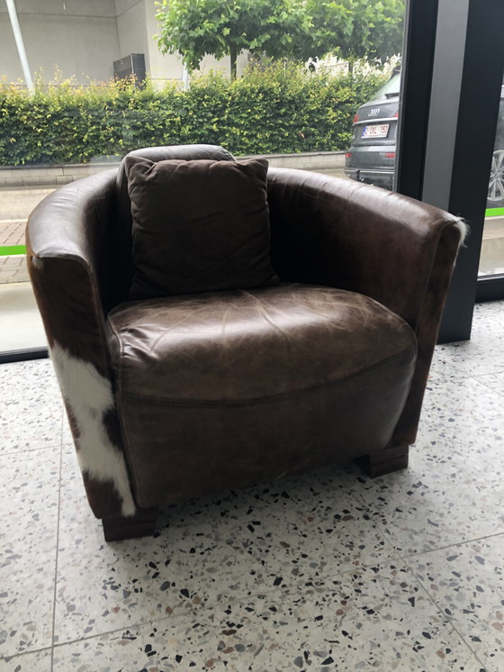 Image 1 of Aviator fauteuil bruin met ponyhuid