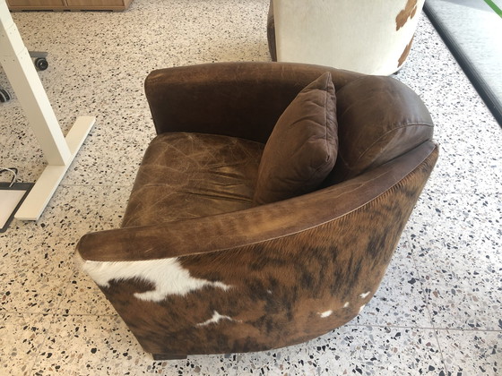 Image 1 of Aviator fauteuil bruin met ponyhuid