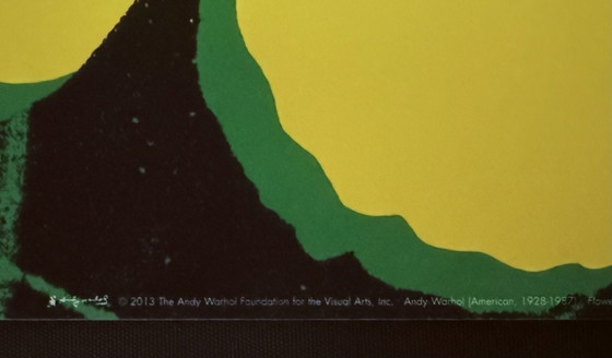 Image 1 of Andy Warhol: “Bloemen 4 Keer Geel, 1970”. Groot Formaat. 