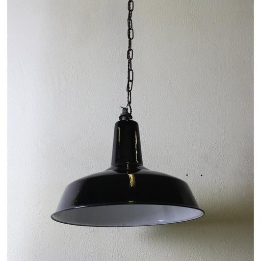 Vintage geëmailleerde plaatstalen hanglamp van Reluma, België 1950
