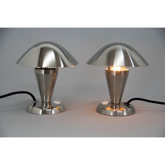 Image 1 of Paar vintage "Bauhaus" tafellampen van vernikkeld staal, 1930