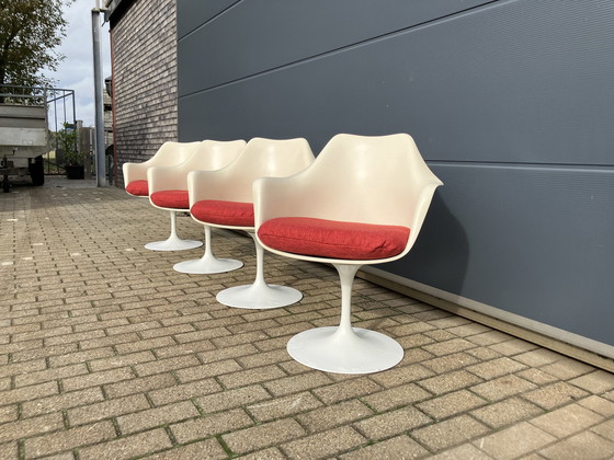 Image 1 of 4X Originele Knoll Tulip Draaistoelen Met Armen Eero Saarinen