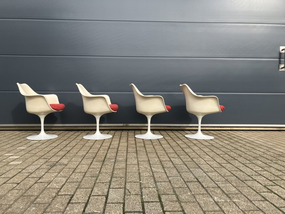 Image 1 of 4X Originele Knoll Tulip Draaistoelen Met Armen Eero Saarinen