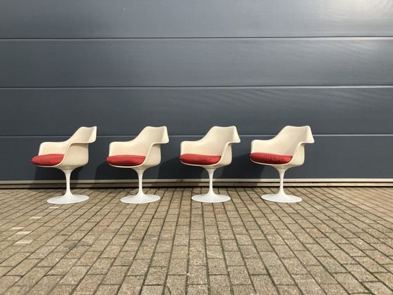 Image 1 of 4X Originele Knoll Tulip Draaistoelen Met Armen Eero Saarinen