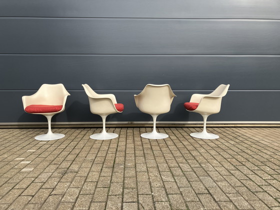 Image 1 of 4X Originele Knoll Tulip Draaistoelen Met Armen Eero Saarinen