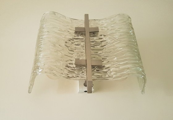 Image 1 of Vintage iced glass wandlamp uit 1960