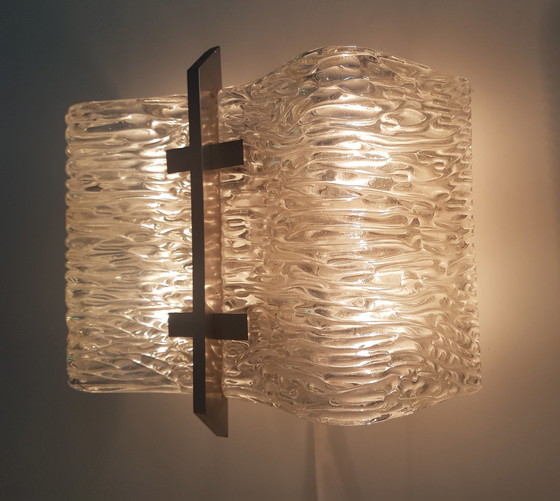 Image 1 of Vintage iced glass wandlamp uit 1960