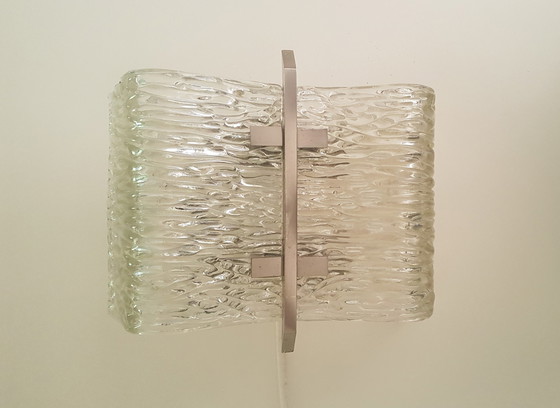 Image 1 of Vintage iced glass wandlamp uit 1960