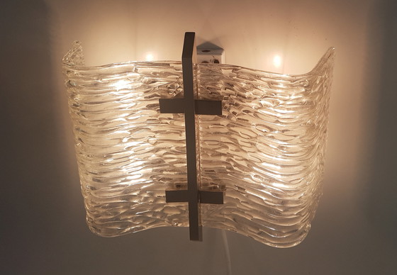 Image 1 of Vintage iced glass wandlamp uit 1960