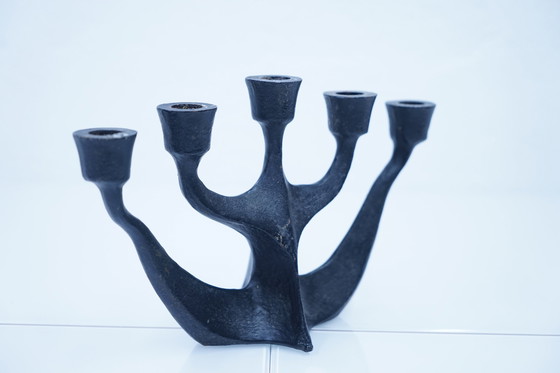 Image 1 of Brutalistische vintage kandelaar met bloemenpatroon, jaren 1960