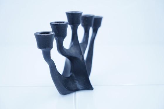 Image 1 of Brutalistische vintage kandelaar met bloemenpatroon, jaren 1960