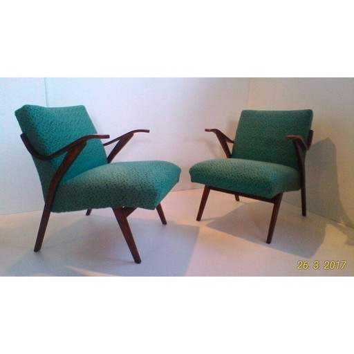 Een paar Tsjechische fauteuils in "Brusselse stijl" - jaren 1960