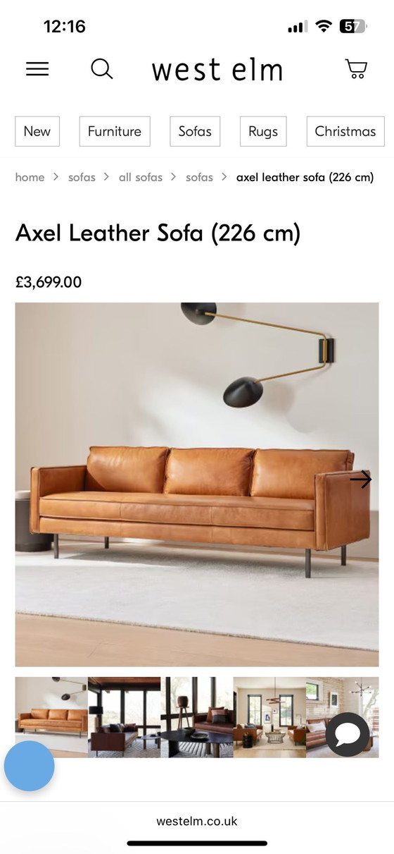 Image 1 of West elm leather sofa