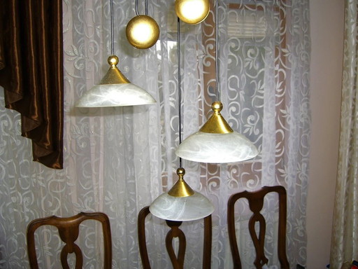 Plafond hanglamp, Mid Century Modern, Art Deco, Bankamp, Murano glas, Messing, Zeer zeldzaam