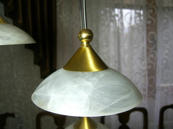 Image 1 of Plafond hanglamp, Mid Century Modern, Art Deco, Bankamp, Murano glas, Messing, Zeer zeldzaam