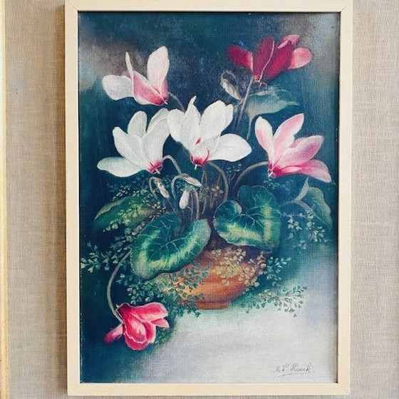 Image 1 of Vintage bloemenschilderij olieverf schilderij bloemen