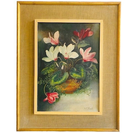 Image 1 of Vintage bloemenschilderij olieverf schilderij bloemen