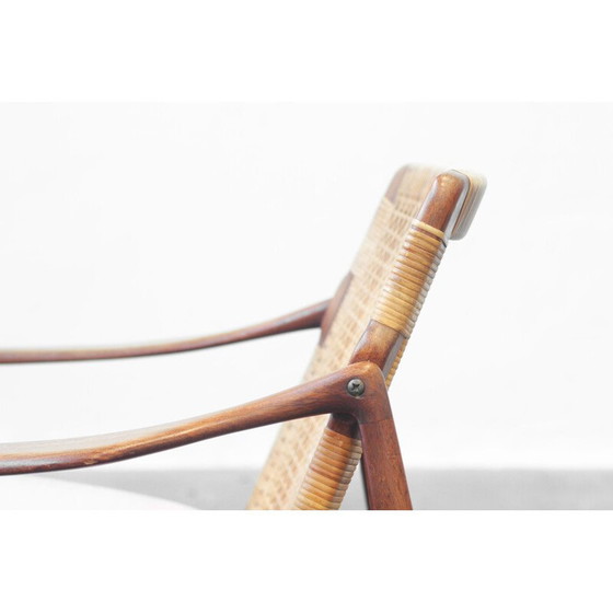 Image 1 of Paar vintage rieten en teakhouten fauteuils van Hartmut Lohmeyer voor Wilkhahn, Duitsland 1950