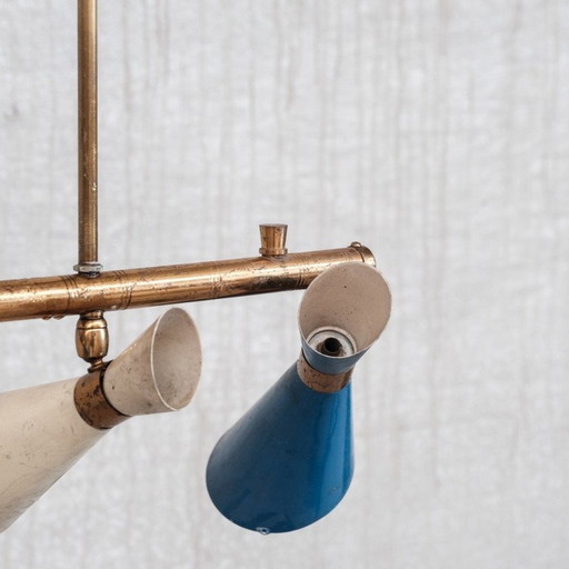 Vintage verstelbare hanglamp van messing, Italië 1960