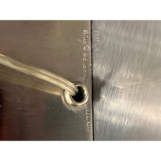 Image 1 of Paar vintage "Ogive" tafellampen in geborsteld staal voor Maison Charles, Frankrijk 1970