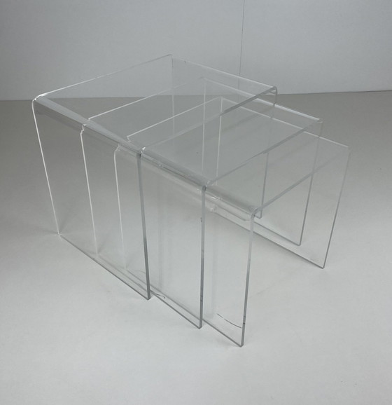 Image 1 of 3 X Vintage Plexiglas Nesting Tables Mimiset 