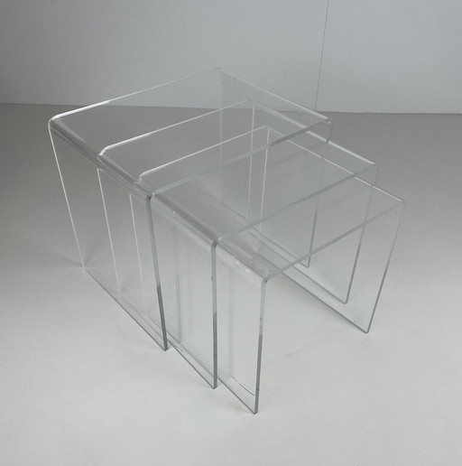 3 X Vintage Plexiglas Nesting Tables Mimiset 