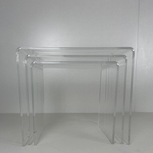 3 X Vintage Plexiglas Nesting Tables Mimiset 