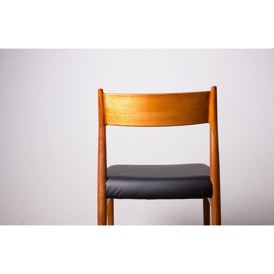 Image 1 of Set van 6 vintage model 418 stoelen in teak en skai van Arne Vodder voor Sibast, Denemarken 1960