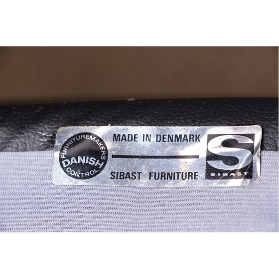 Image 1 of Set van 6 vintage model 418 stoelen in teak en skai van Arne Vodder voor Sibast, Denemarken 1960