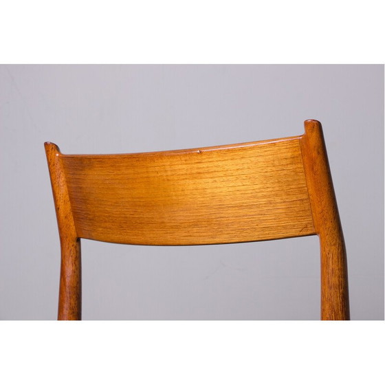 Image 1 of Set van 6 vintage model 418 stoelen in teak en skai van Arne Vodder voor Sibast, Denemarken 1960