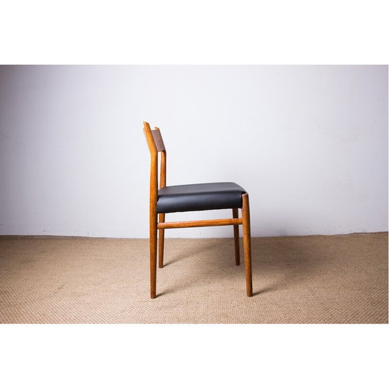 Image 1 of Set van 6 vintage model 418 stoelen in teak en skai van Arne Vodder voor Sibast, Denemarken 1960