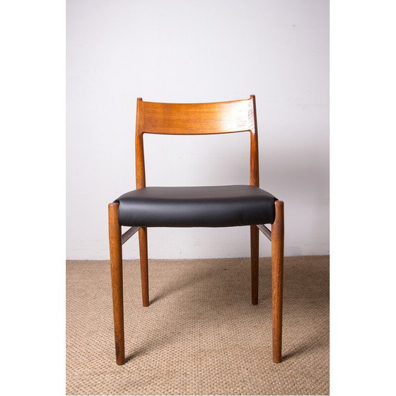 Image 1 of Set van 6 vintage model 418 stoelen in teak en skai van Arne Vodder voor Sibast, Denemarken 1960