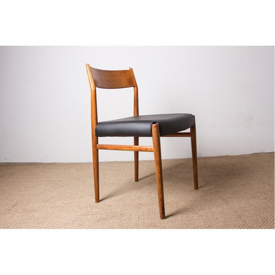 Image 1 of Set van 6 vintage model 418 stoelen in teak en skai van Arne Vodder voor Sibast, Denemarken 1960