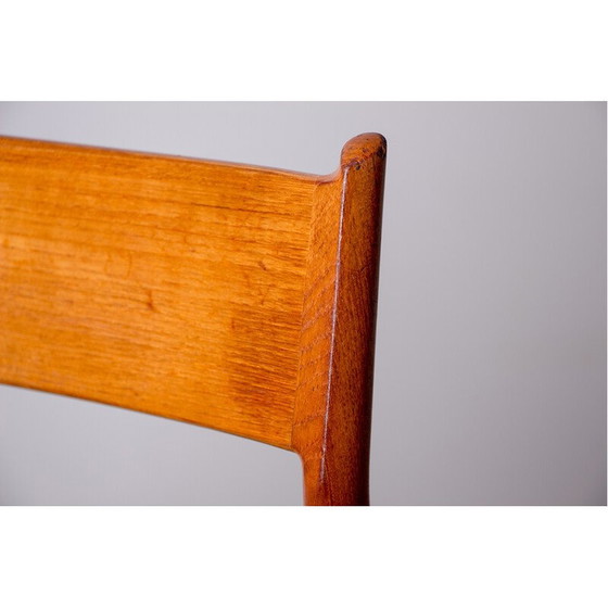 Image 1 of Set van 6 vintage model 418 stoelen in teak en skai van Arne Vodder voor Sibast, Denemarken 1960