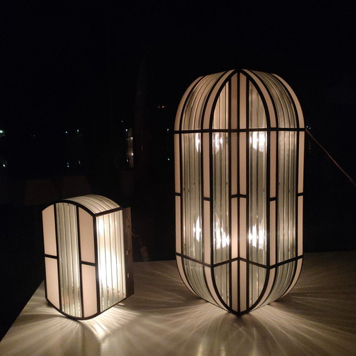 Unieke set 'High End' lampen Art Deco stijl by Fredrick Ramond Glassman (Frank Lloyd Wright Style) 