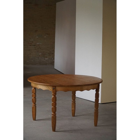 Image 1 of Deense vintage ronde eettafel in massief eikenhout met twee verlengstukken, jaren 1960