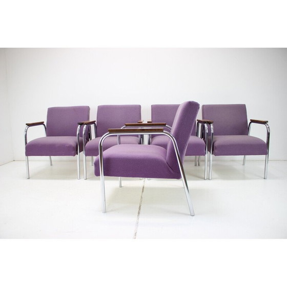 Image 1 of Vintage fauteuil in chroomstaal en stof, Duitsland 1970