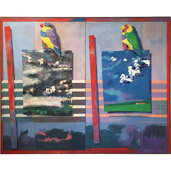 Image 1 of Vintage schilderij "Gedekte Maat" door Richard Frank, VS 1980