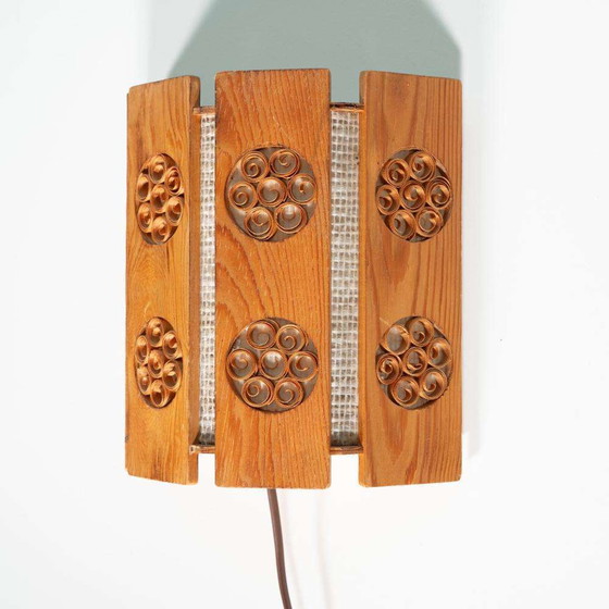 Image 1 of Vintage pine wandlamp 1960s Zweden Scandinavian wall scone