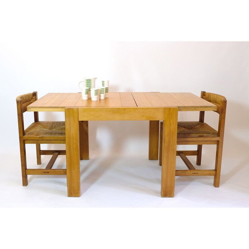 Vintage grenen uitschuifbare tafel, 1980