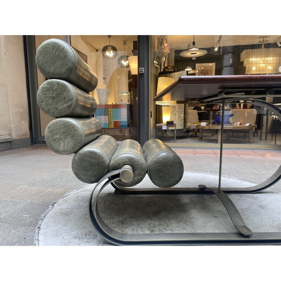 Image 1 of Vintage stalen, leren en mahoniehouten bureau door Marzio Cecchi voor Studio Most, Italië 1969