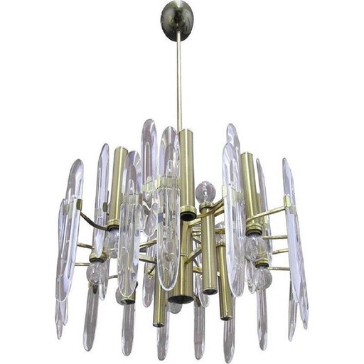 Vintage kroonluchter van messing en glas voor Stilkronen, 1960