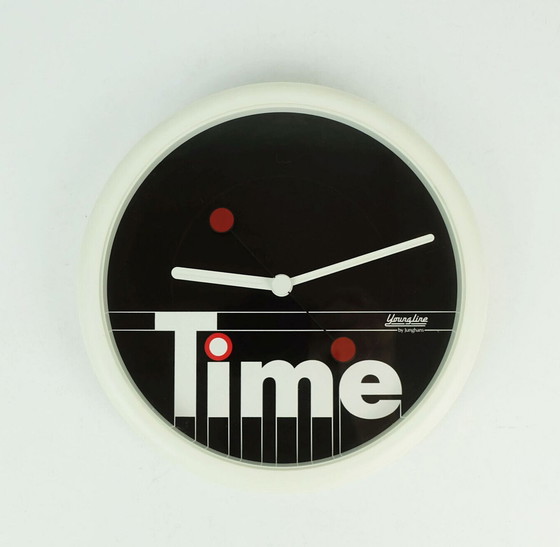 Image 1 of zeldzame jaren 80 Junghans Youngline wandklok 'time' postmodern design Memphis tijdperk