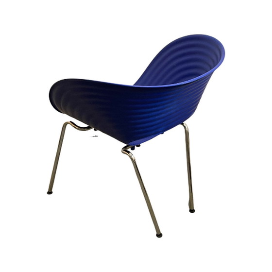 Image 1 of Ron Arad - Vitra - Eetkamerstoel op verchroomd onderstel - model Tom Vac - Blauw zitting - Eerste druk uit 1999!