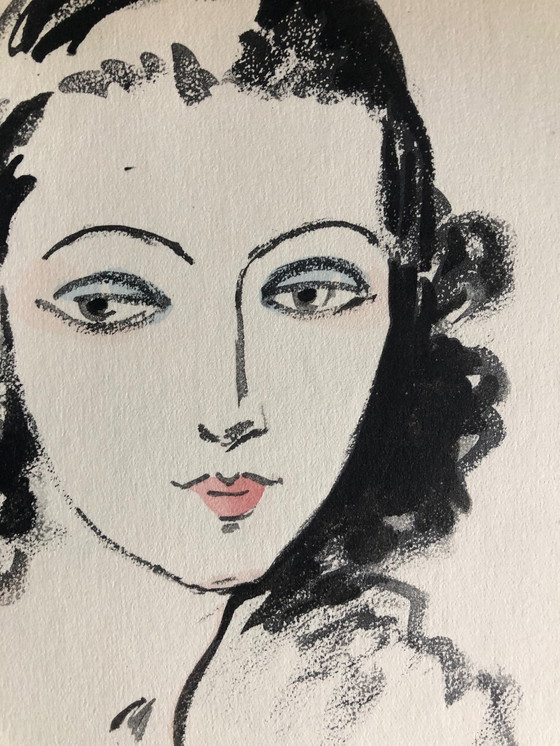 Image 1 of Kees van Dongen pochoir Portrait de Femme