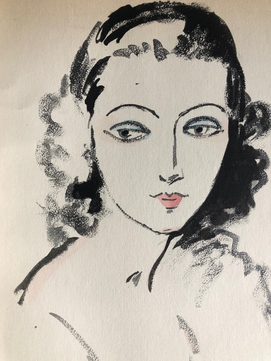 Image 1 of Kees van Dongen pochoir Portrait de Femme